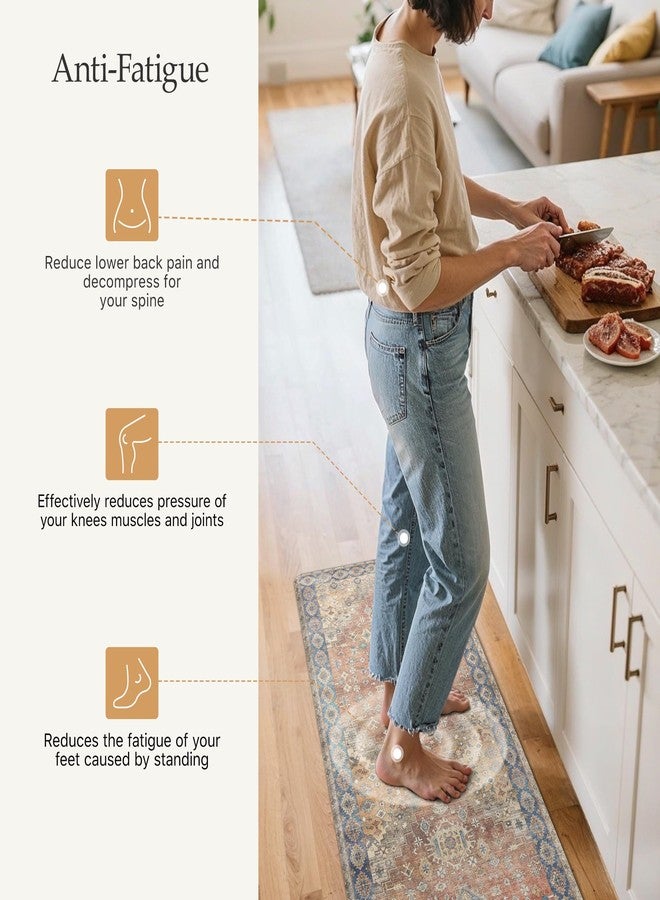 GENIMO Kitchen Mats for Floor, 2PCS Kitchen Rugs Non Slip Washable, Waterproof Anti Fatigue Mat, Comfort Standing Runner Rug for Sink, Office, Laundry, Home, 17.3"x47"+17.3"x30", RetroBrick - Image 3